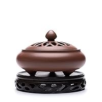 Ancient Pottery Incense Burner Ceramic Coil Censer Zen Room Decoration Meditation Stick Incense Holder Buddha Decor (Color : Black, Size : 4.5 in x3 in)