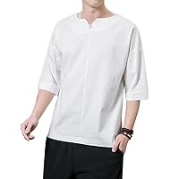 Summer Men's Short-Sleeve T-Shirt, Chinese Style, Youth, Solid Color, Casual, Retro Shirt