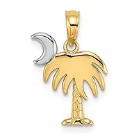 12mm 14k Two tone Gold Char Pendant Necklaceleston Palm Tree With White Celestial Moon H P Jewelry for Women