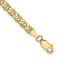 10k Gold 4.1mm Semi solid Nautical Ship Mariner Anchor Chain Bracelet Jewelry Gifts for Women - Length Options: 7 8 9