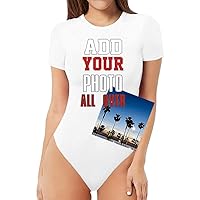 CHOO Customize Bodysuit Add Your Photo Image Front & Back Women's Short Sleeve Tops