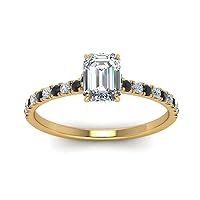 Choose Your Gemstone Emerald Shape 14k YelloW Gold Plated Hidden Halo Petite Diamond CZ Ring Minimal Surprise Gifts for Ladies Wedding Jewelry Handmade Gifts for Wife : US Size 4 TO 12