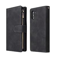 Zipper Wallet Leather Phone Case for Samsung S22 S21 S20 Ultra S10 Plus S9 S8 S10e Note 20 10 A50 A70 Flip A51 A71 A41 Case,Black,for Samsung S21 Plus