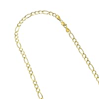 10K Yellow Solid Gold 7mm Diamond Cut Figaro Chain Link Necklace or Bracelet with Lobster C lasp