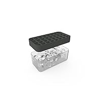 W&P Ice Box Silicone Ice Cube Tray with Lid, Holds 96 Cubes, Space-Saving Stackable Design, Dishwasher Safe, Charcoal