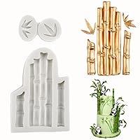 2PCS Bamboo and Leaf Silicone Molds for DIY Fondant Candy Making Tools Chocolate Mold Desserts Ice Cube Gum Clay Biscuit Plaster Resin Cupcake Topper Cake Border Decor Moulds
