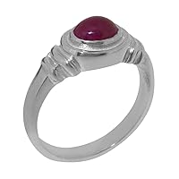 Solid 18k White Gold Natural Ruby Unisex Solitaire Ring - Sizes 4 to 12 Available
