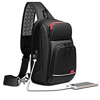 Sling Bag for Men Chest Pack Bag Shoulder Crossbody Backpack Waterproof Small Travel Hiking Multipurpose Daypack with USB Charging Port