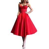 Ball Gown Vintage Cocktail Dress Party Dress Tea Length Sleeveless Spaghetti Strap Prom Dress Plus Size 2023