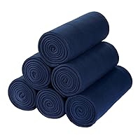 Fleece Throw Blankets Lightweight Warm Soft Kids Blanket Cozy Pet-Friendly Bulk Fleece Blanket Solid for Home, Bed, Sofa, Dorm, Office, Gifts, Outdoor (Navy, Pack of 6-50 x 60 inch)