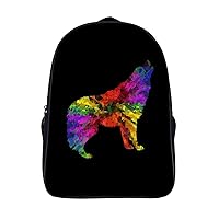 Rainbow Wolf Travel Backpack 16 in Laptop Bag 2 Compartment Rucksack Business Daypack for Work Office