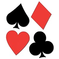 Club Pack of 48 Red and Black Playing Card Heart, Diamond, Club and Spade Cutout Decorations 16.5