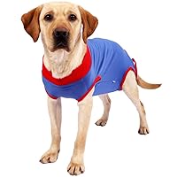 Pet Professional Recovery Suit with Zipper for Abdominal Wounds or Skin Diseases, E-Collar Alternative for kittn and Pets After Surgery Wear（Deep,Blue-M