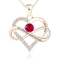 Love You Forever Heart Pendant Necklace: Exquisite Birthstone Gemstone Jewelry for Her - Ideal Birthday, Valentine's, and Mother's Day Gift