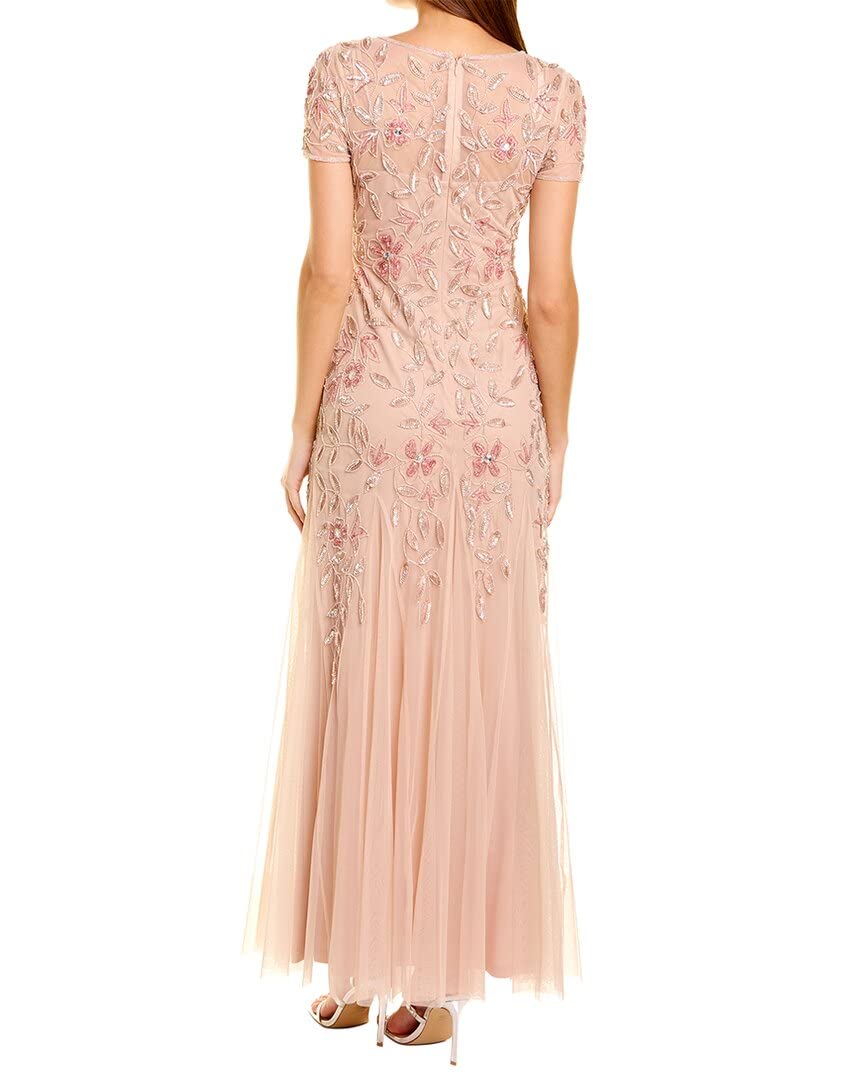 Adrianna Papell Women's Floral Beaded Godet Gown