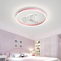 Ceiling Fans, Ceiling Fan with Light and Remote Control Mute Fan Lighting 3 Speeds with Timer Bedroom Led Ultra-Thin Fan Ceiling Light Modern Living Room Quiet Ceiling Fan Light/Pink
