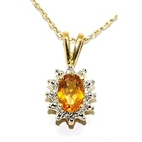 Rylos Necklaces For Women 14K Yellow Gold - November Birthstone Pendant Necklace Citrine/Yellow Topaz 6X4MM Color Stone Gemstone Jewelry For Women Gold Necklace