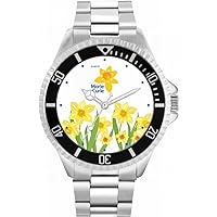 Marie Curie Daffodil Field Mens Wrist Watch 42mm Case Custom Design