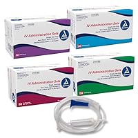 Dynarex 7041 IV Administration Set with 2 Injection Sites and Check Valve, 10 Drop/mL, 89