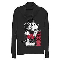 Disney Classic Mickey Leaning Women's Cowl Neck Long Sleeve Knit Top