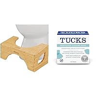 Squatty Potty Bamboo Flip Toilet Stool and Tucks Medicated Cooling Pads, 100 Count - Hemorrhoid Treatment