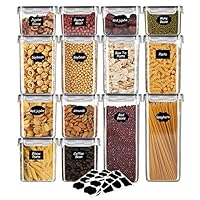 Airtight Food Storage Container Set 14 Pack, Kitchen and Pantry Organization Containers, BPA Free Plastic Cereal Containers with Easy Lock Lids, Kitchen Decor with 24 Labels & Marker