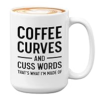Coffee Lovers Coffee Mug 15oz White - coffee curves - Coffee Drinker Enthusiast Caffeine Addict Roast Caffeinated Arabica Corporate Worker