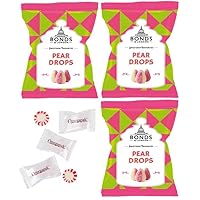 Bonds Of London British Hard Candy Pear Drops with Omegapak Starlight Mints, Not Individually Wrapped Old Fashioned Candy, Bundle of 3 Bags, 130g or 4.58 Oz. Each