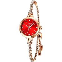 SKMEI Women Bracelet Watches, Diamond Small Fashion Luxury Thin Waterproof Analog Quartz Casual Rose Gold Wrist Watch Gifts