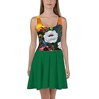 Skater Dress with JunglePixie Green 1 Sunrise Bouquet Print