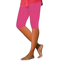 Capri Leggings for Women Tummy Control Knee Length Capri Leggings Yoga Pants Cropped Pants Casual Solid Comfy Capris