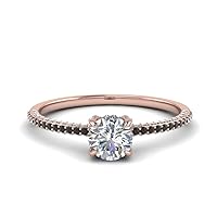 Choose Your Gemstone Delicate Hidden Halo Diamond CZ Ring Rose Gold Plated Round Shape Petite Engagement Rings Matching Jewelry Wedding Jewelry Easy to Wear Gifts US Size 4 to 12