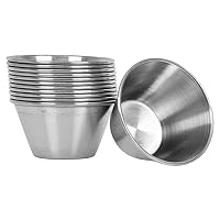 Tezzorio (144 Pack) 3 oz Sauce Cups Stainless Steel, Commercial Grade Dipping Sauce Cups, Individual Condiment Cups/Portion Cups/Ramekins