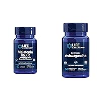 Life Extension Melatonin IR/XR & Optimized Ashwagandha - Sleep, Stress Relief, Focus, Memory - 60 Capsules