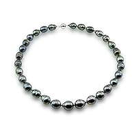 14k White Gold Clasp 10-13mm Baroque Tahiti Cultured Pearl Necklace, 17 Inch Princess Length