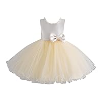 18m Girl Dress Pageant Party Dress Long Princess Wedding Round Collar Pearl Set Sleeveless Front and Back Bow A