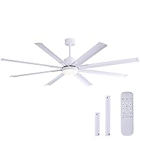 72 inch Ceiling Fan with Light and Remote Control, for Indoor or Covered Outdoor, LED White Morden Quite DC Motor 3 Colour Temperature, Living Room Master Bed Room Patio