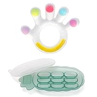 haakaa Palm Teether&Nibble Freezer Tray Set-Soft Silicone Baby Soothing Teether Pacifier|Breast Milk Teething Popsicle Mold