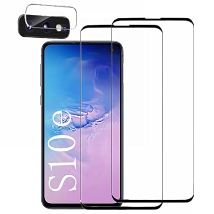 Galaxy S10e Screen Protector and Camera Lens Screen protector Fingerprint ID Compatible Easy installation Scratch Resistant 9H Full Coverage Tempered Glass Screen Protector for Samsung Galaxy S10e【2+1 Pack】