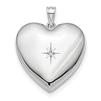 925 Sterling Silver 24mm with Diamond Star Ash Holder Heart LocketCustomize Personalize Engravable Charm Pendant Jewelry Gifts For Women or Men (Length 1.18