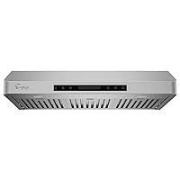 Empava 36 In. 500 CFM Ducted Under Cabinet Range Hood with Soft Touch Controls-Sealed Aluminum Motor – 4 Speeds Fans Electronic Switch – Baffle Filters-LED Lights in Stainless Steel, 36 Inch