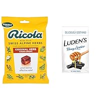 Ricola Original 45 Drops and Luden's Honey Licorice 30 Drops Throat Relief Bundle