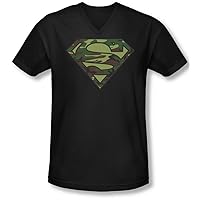 Superman - Mens Camo Logo V-Neck T-Shirt