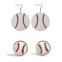 2 Pairs Sports Game Ball Football Basketball Wooden Earrings for Women Girls Lightweight Heart Shaped Sports Rugby Baseball Volleyball Stud Earrings Sports Fans Players Jewelry
