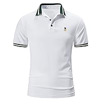 Big and Tall Polo Shirts for Men Three Button Stretch Comfort Tops Vintage Print Novelty Designed Tennis T-Shirt