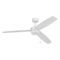 Prominence Home Journal, 52 Inch Contemporary Indoor Outdoor Ceiling Fan with No Light, Pull Chain, Dual Mounting Options, Dual Finish Blades, Reversible Motor - 51467-01 (White)