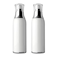 2Pcs White Acrylic Airless Vacuum Pump Travel Bottles - Refillable Portable Cosmetic Container for Homemade Beauty Products Lotion Cream Makeup Foundations and Serum size 120ml/4oz