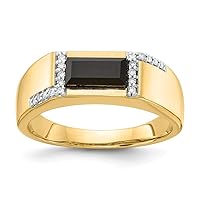 14k Gold With Simulated Onyx and Diamond Mens Ring Size 10 Jewelry for Men