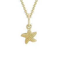 Kids 14K Yellow Gold/Sterling Silver Starfish Pendant Necklace For Girls (14, 15 in)