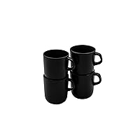 Eva Solo | Nordic Kitchen Coffee Cup | 14 oz / 40cl Ceramic Mug | Set of 4 | Dishwasher & Microwave Safe | Black Stoneware | Danish Design, Functionality & Quality | Black